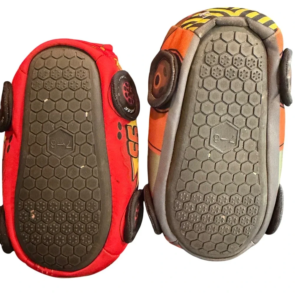 Disney Cars Toddler Boys Size 7-8 Slippers Lightning McQueen Tow Mater Sock Top
